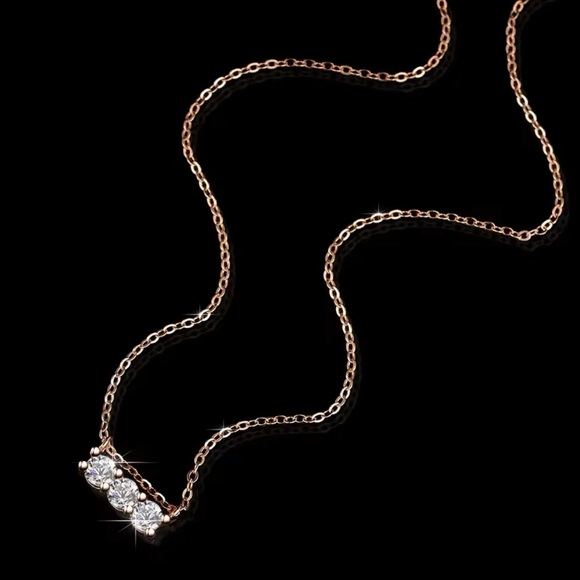 Certificated Moissanite Diamond Necklace Original 925Sterling Silver&Gold Plated - Picture 5 of 9